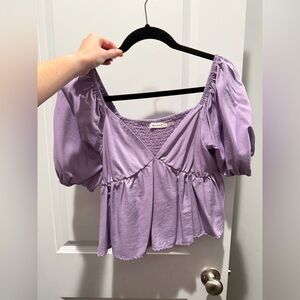 Boutique Lilac Puff Sleeve Top